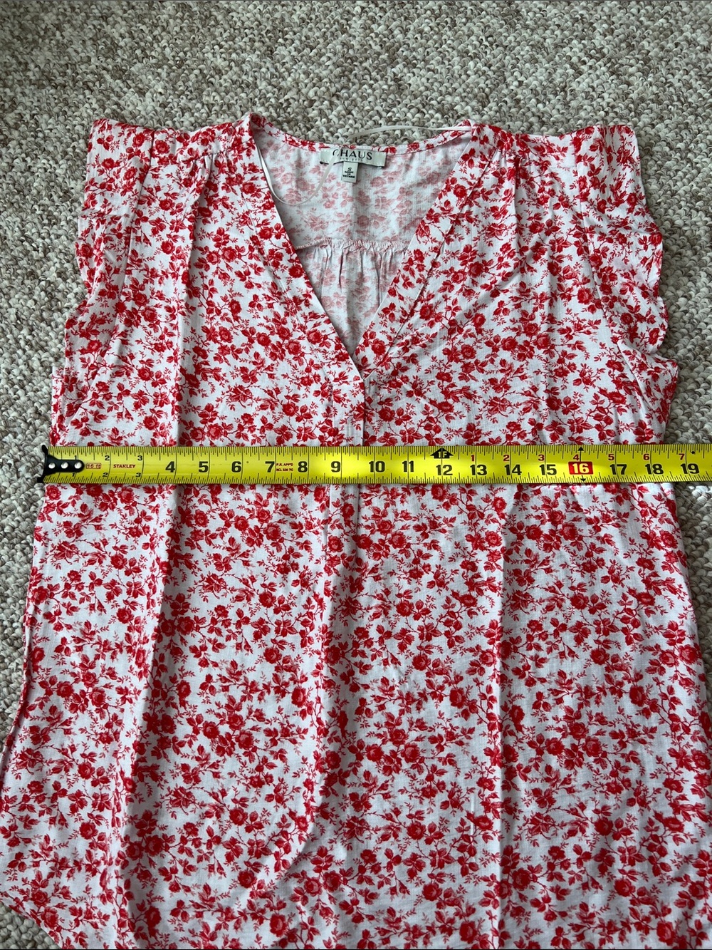 Chaus White and Hibiscus Red Floral V-Neck Sleeveless Camisole - Picture 6 of 6
